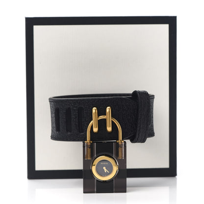 Gucci Stainless Steel Calfskin 17mm Twirl Lock Quartz Watch Black 5 of 5