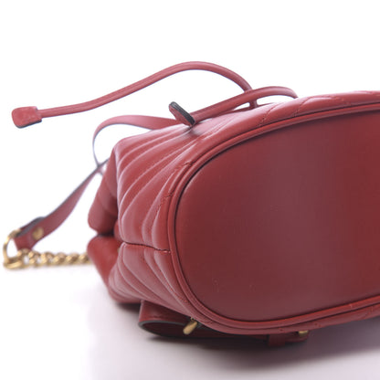 Gucci Calfskin Matelasse GG Marmont Flap Backpack Hibiscus Red 8 of 9