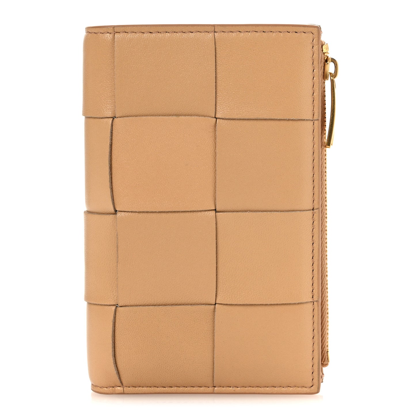 Nappa Maxi Intrecciato Medium Cassette Bifold Zip Wallet  Porridge