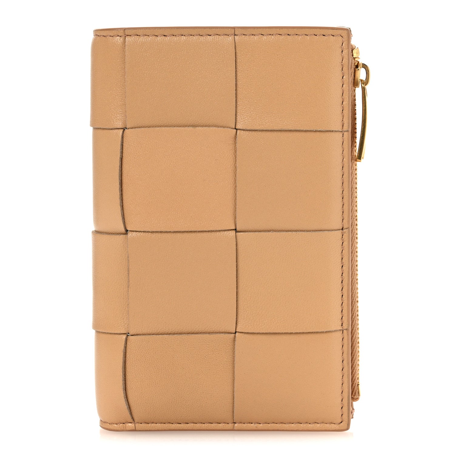 Bottega Veneta Nappa Maxi Intrecciato Medium Cassette Bifold Zip Wallet  Porridge 1 of 8