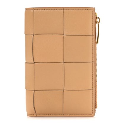 Bottega Veneta Nappa Maxi Intrecciato Medium Cassette Bifold Zip Wallet  Porridge 1 of 8