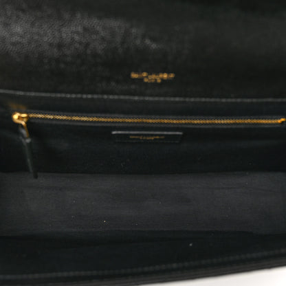 Saint Laurent Grain De Poudre Textured Mixed Matelasse Large Triquilt Monogram Satchel Black 6 of 11