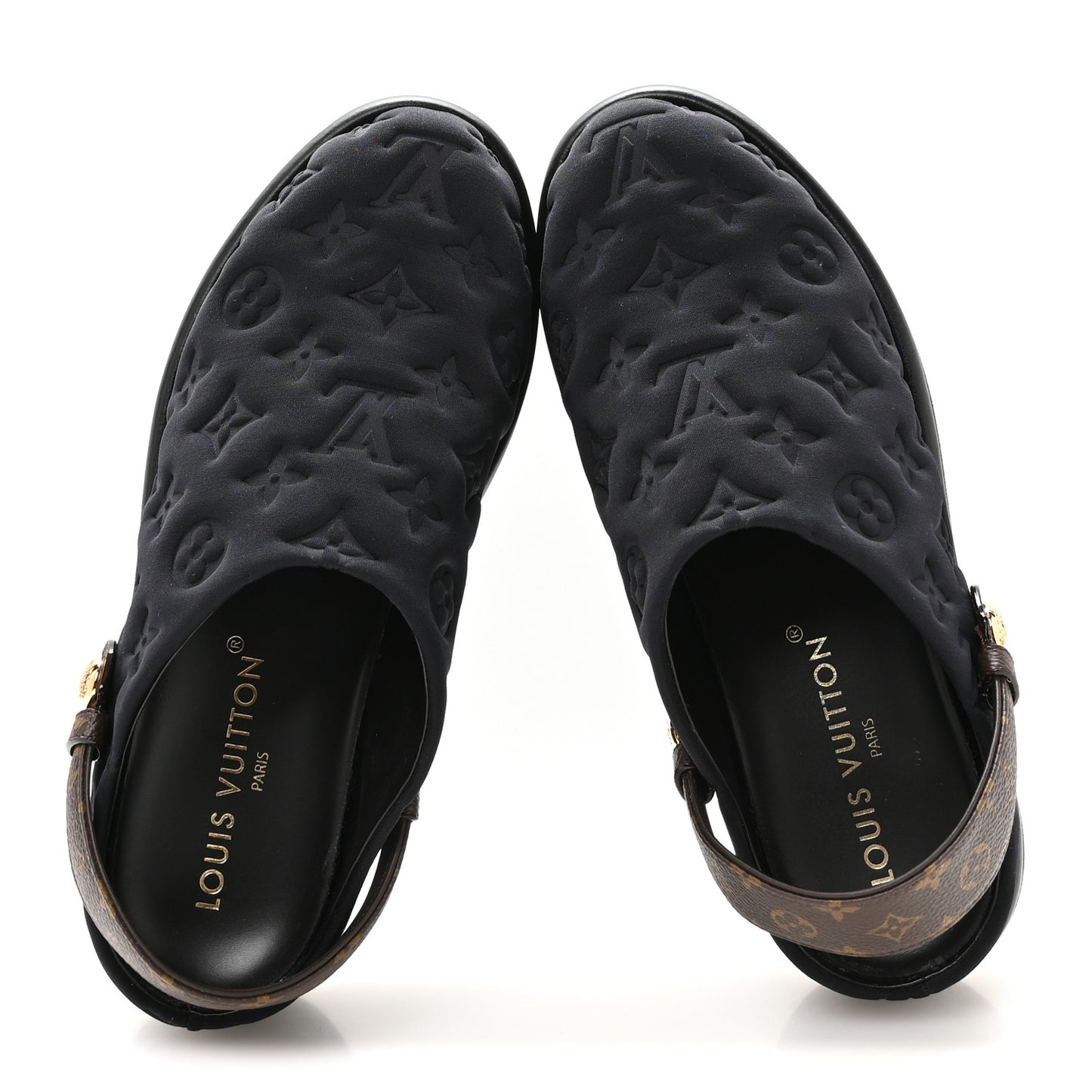 Nylon Embossed Monogram Aspen Platform Clog Mules 39.5 Black
