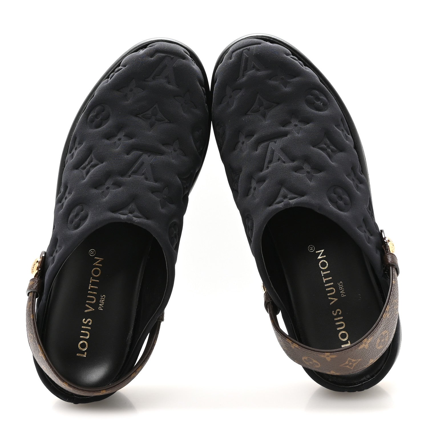 Louis Vuitton Nylon Embossed Monogram Aspen Platform Clog Mules 39.5 Black 2 of 9