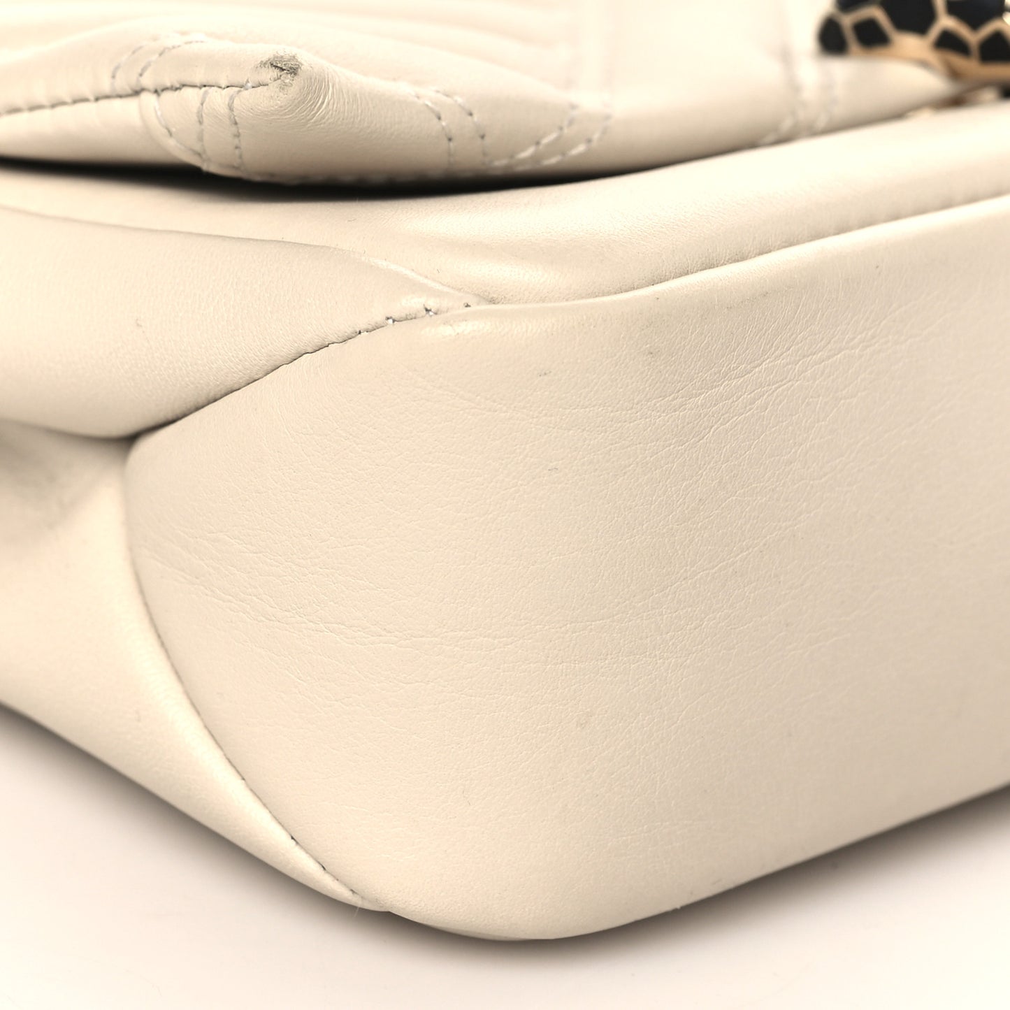 Calfskin Matelasse Serpenti Cabochon Shoulder Bag White