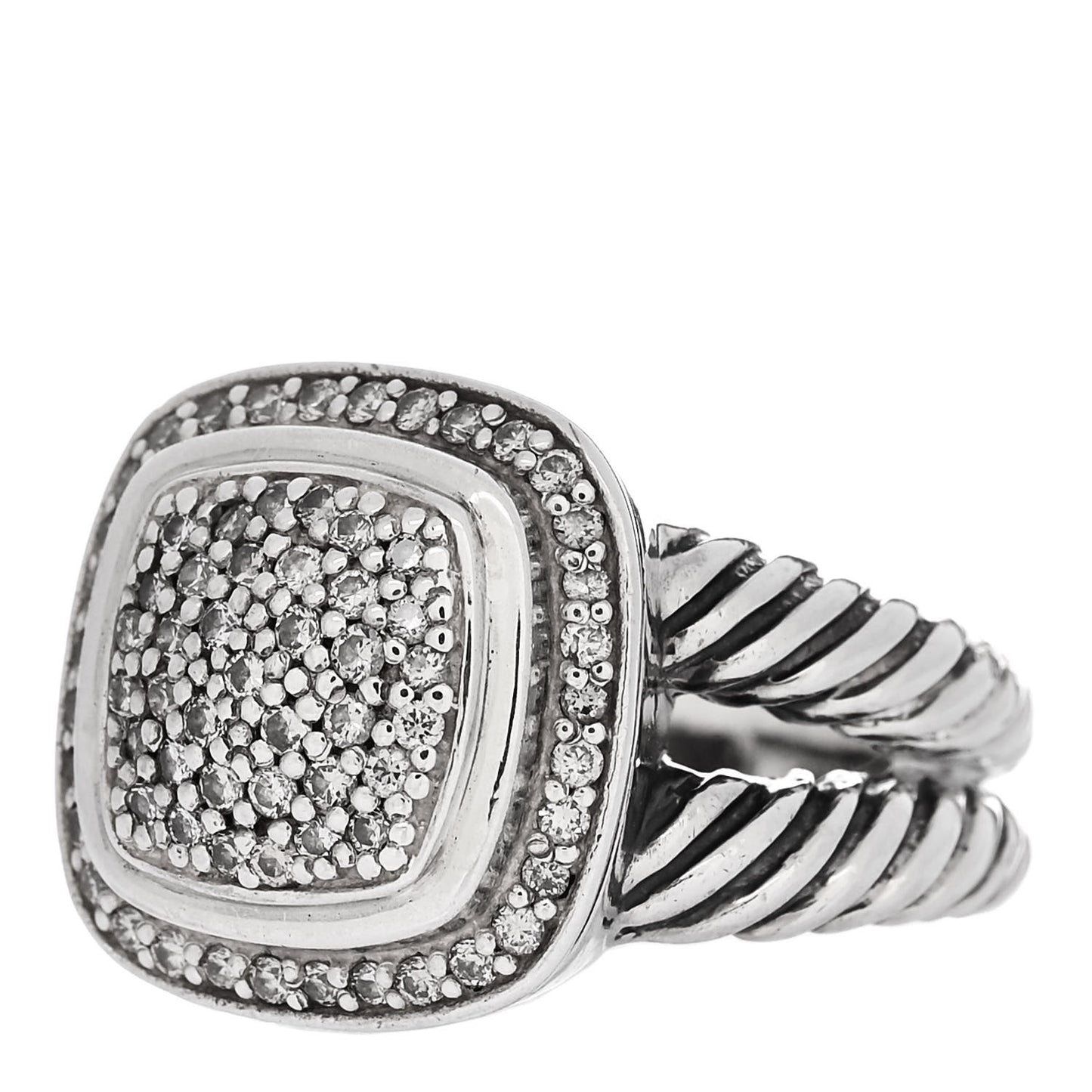 Sterling Silver Diamond 11mm Albion Pave Ring 54 7