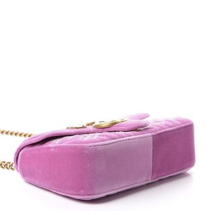Gucci Velvet Matelasse Marquise Crystals Embroidered Small GG Marmont Shoulder Bag Malva 5 of 11