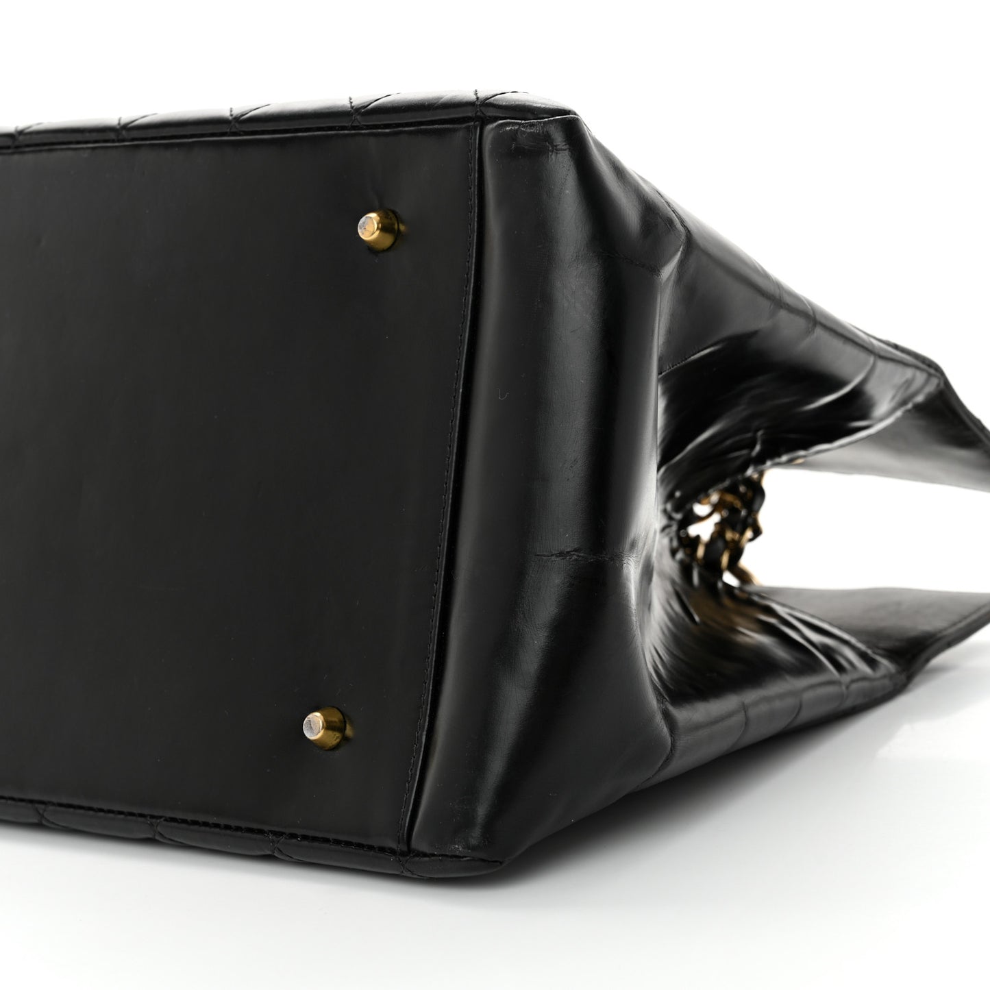 Patent Quilted Grand Shopping Tote GST Black