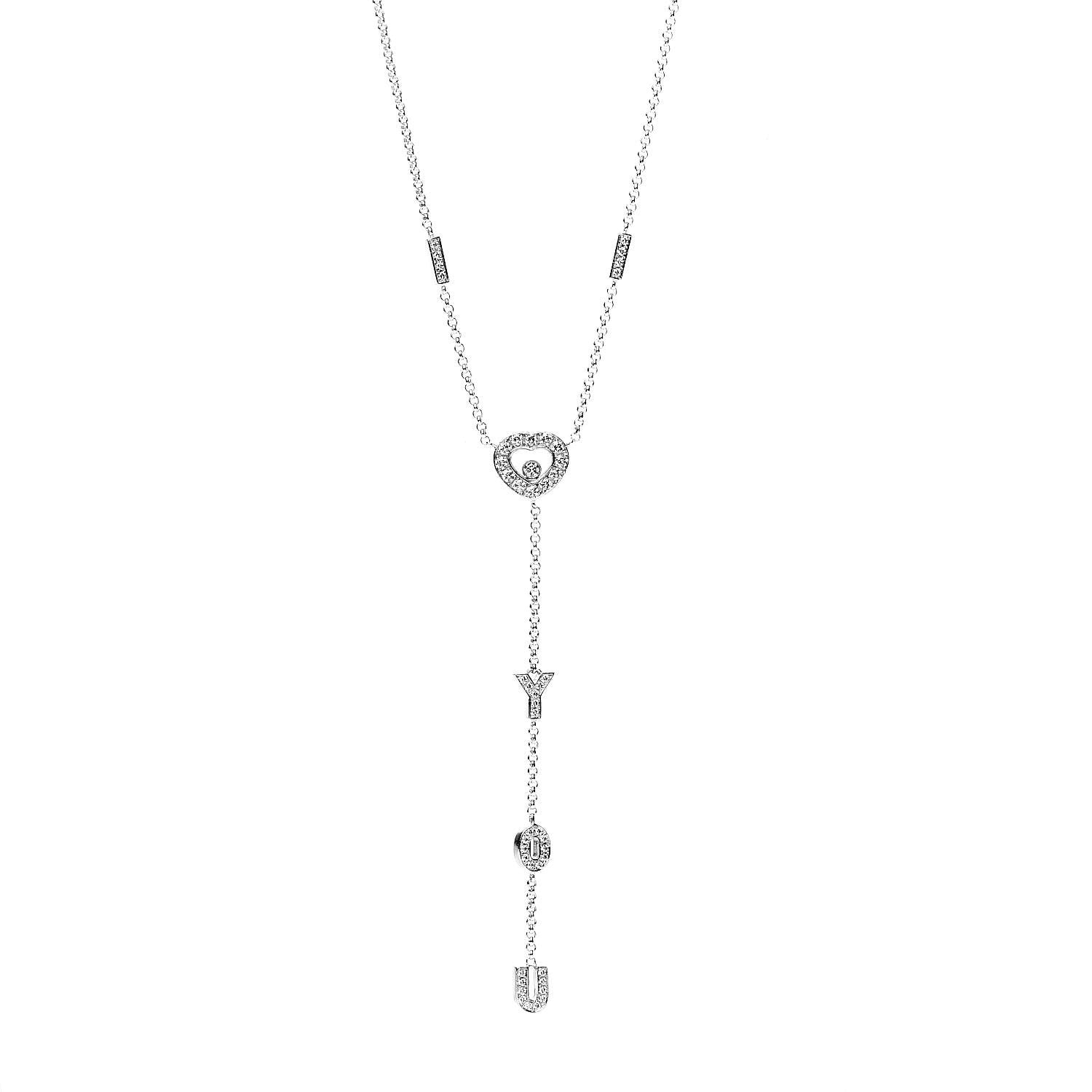 Chopard 18K White Gold Diamond I Love You Pendant Necklace 4 of 6