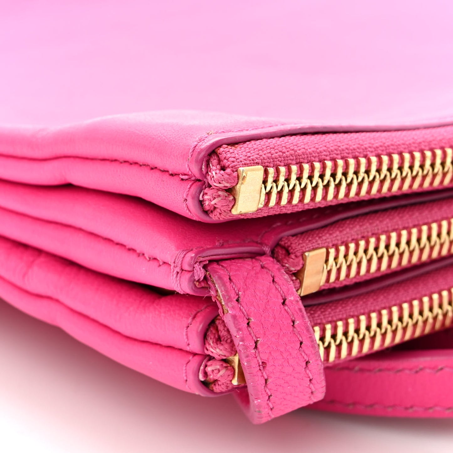 Lambskin Small Trio Crossbody Bag Fluo Fuchsia