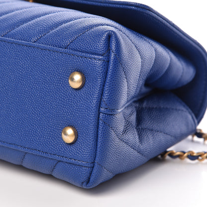 Chanel Caviar Chevron Quilted Mini Coco Handle Flap Blue 10 of 11