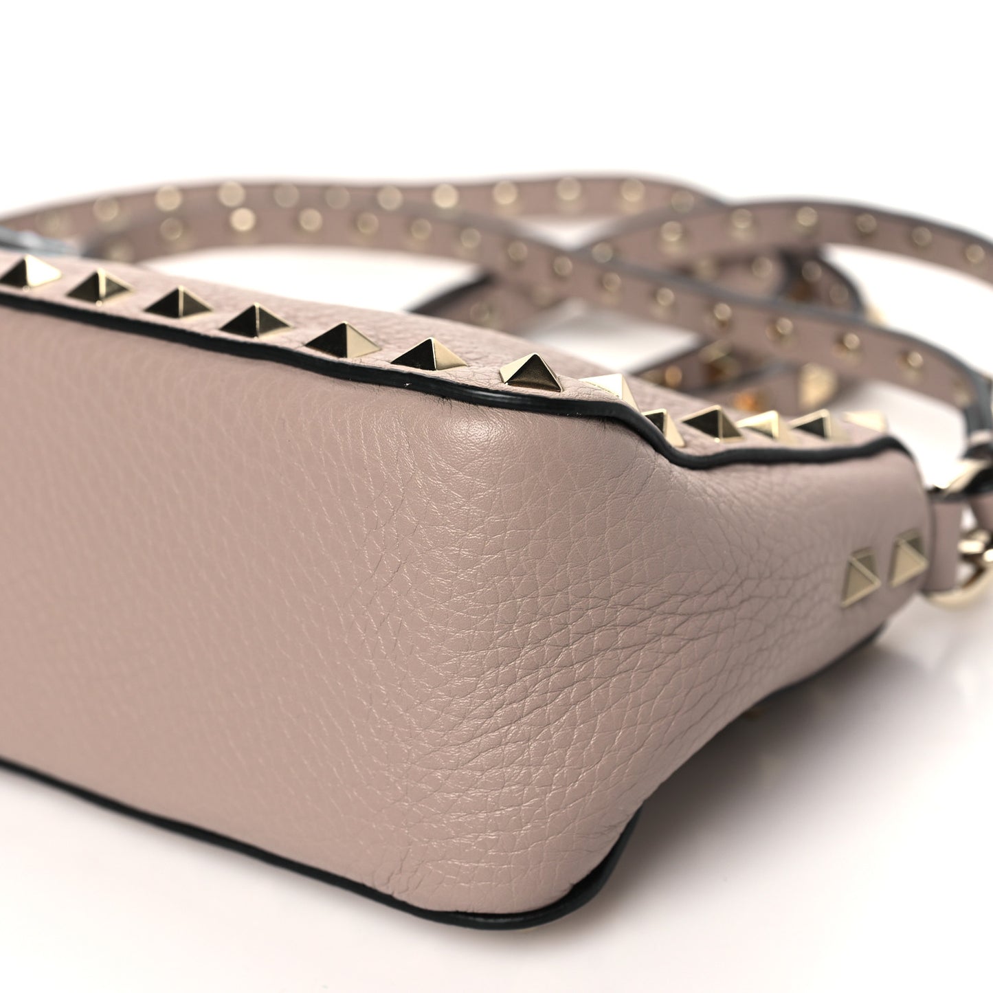 Pebbled Calfskin Small Rockstud Flip Lock Shoulder Bag Poudre