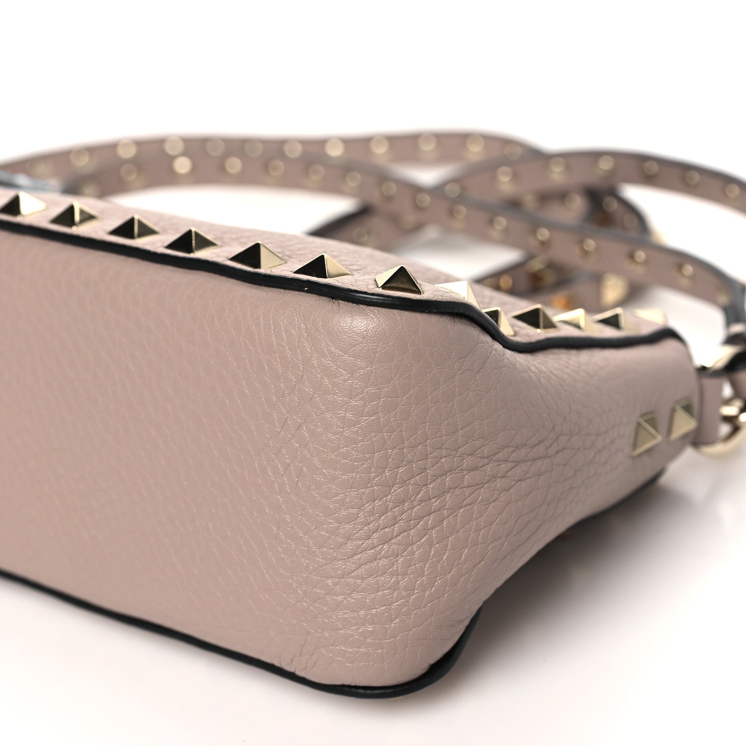 Valentino Garavani Pebbled Calfskin Small Rockstud Flip Lock Shoulder Bag Poudre 9 of 9