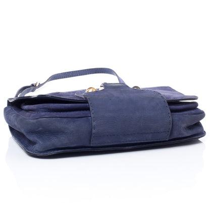 Fendi Suede Calfskin Romano Selleria Secret Code Satchel Blue 5 of 9
