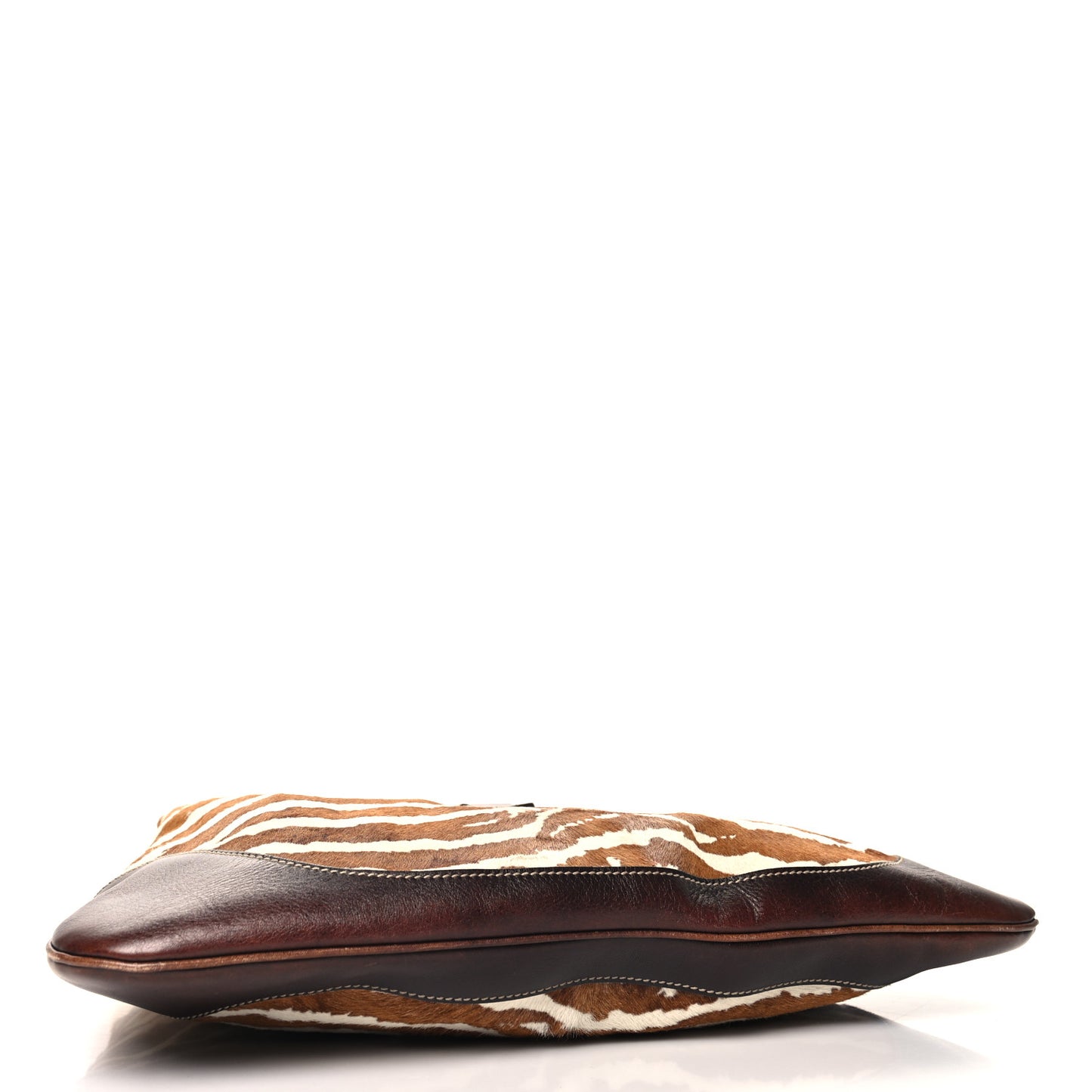 Pony Hair Zebra Print Large Jackie O Bouvier Hobo Brown