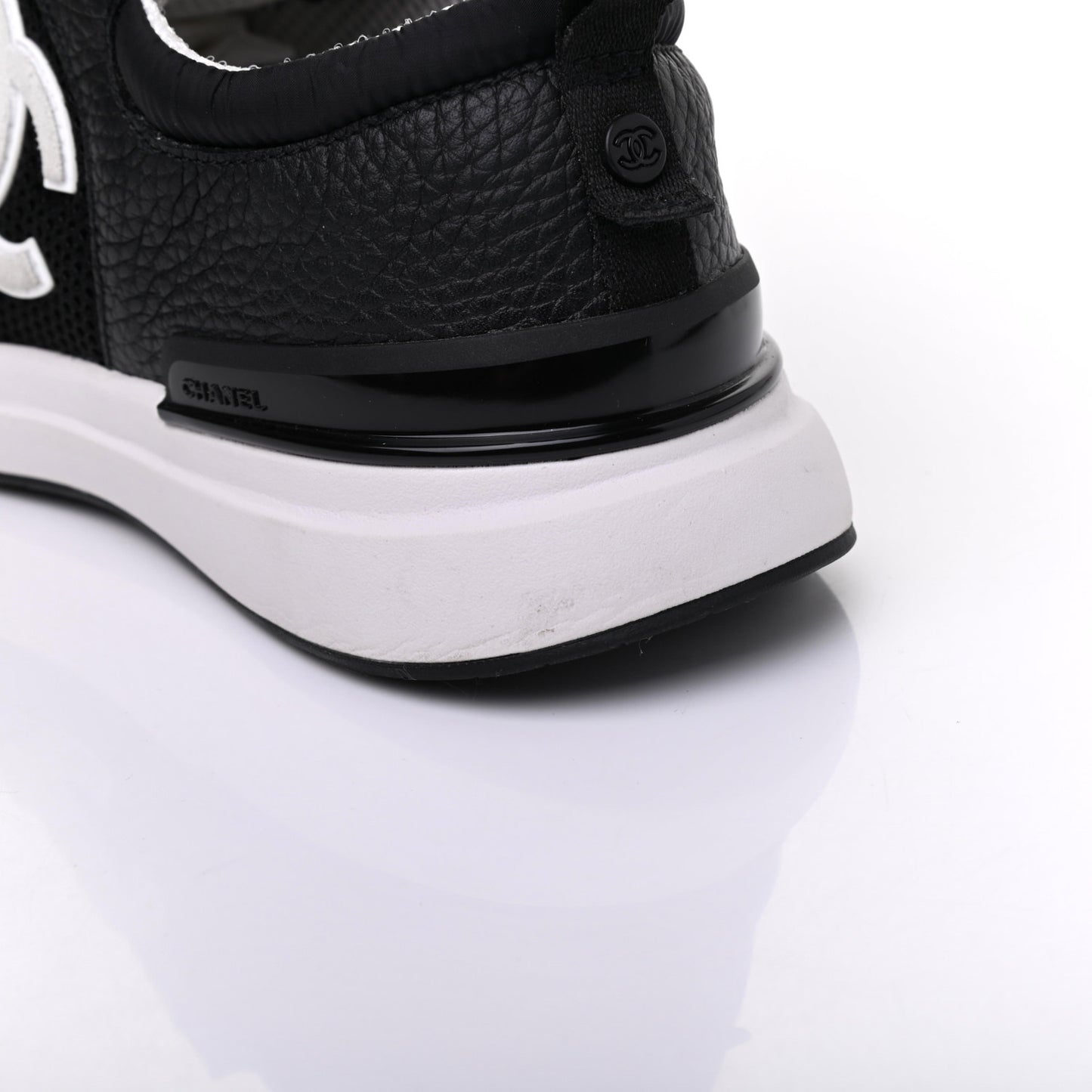 Calfskin Mesh Lycra Suede Womens Logo Sneakers 41.5 Black