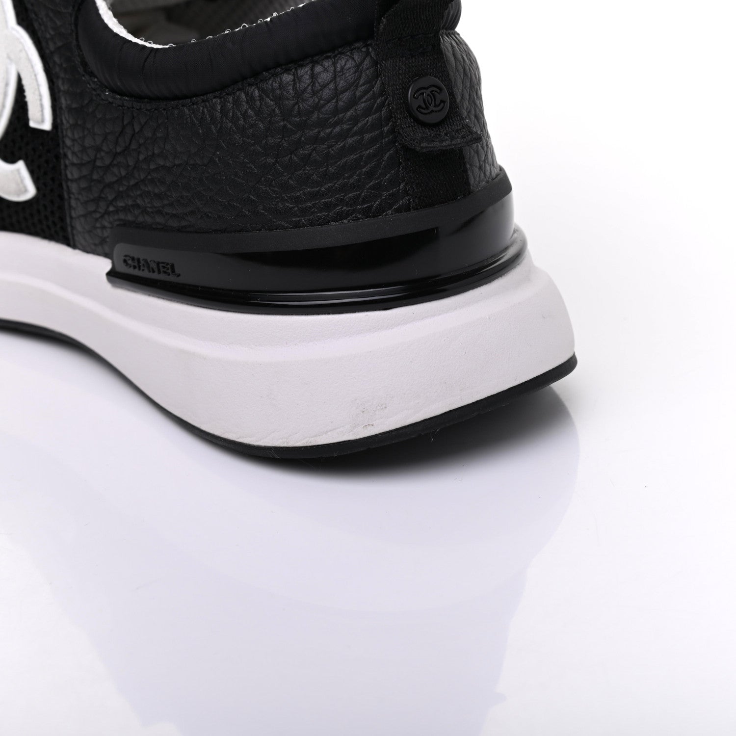 Chanel Calfskin Mesh Lycra Suede Womens Logo Sneakers 41.5 Black 8 of 16