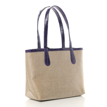 Nancy Gonzalez Linen Crocodile Mini Erica Shopper Tote Purple 3 of 9