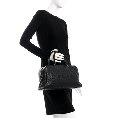 Chanel Caviar Patent Quilted Large Bowler Black 2 of 15