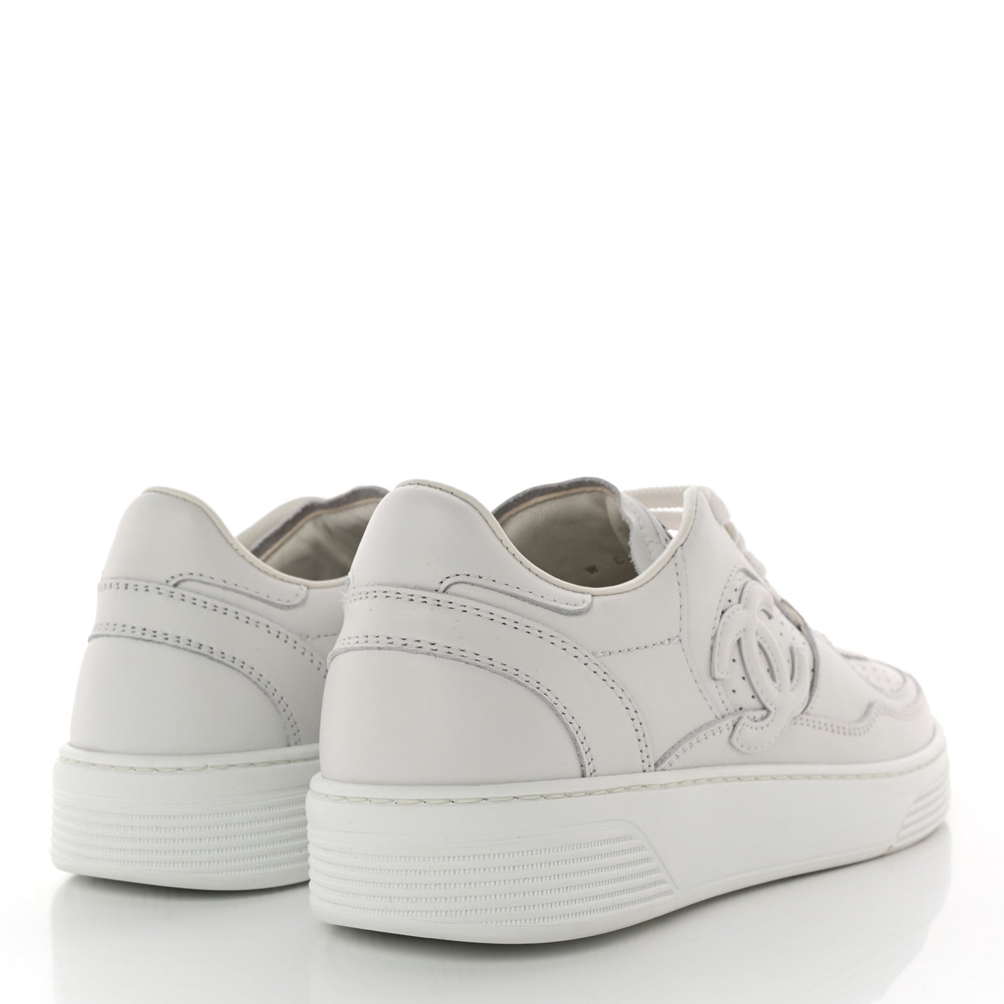 Calfskin CC Womens Sneakers 38.5 White