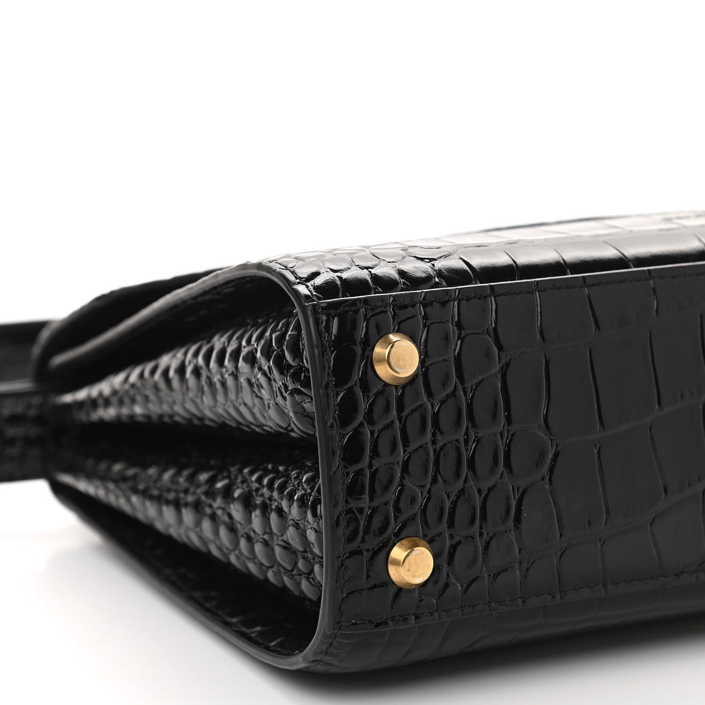 Shiny Calfskin Graffiti Logo Crocodile Embossed Medium Ghost Shoulder Bag Black White