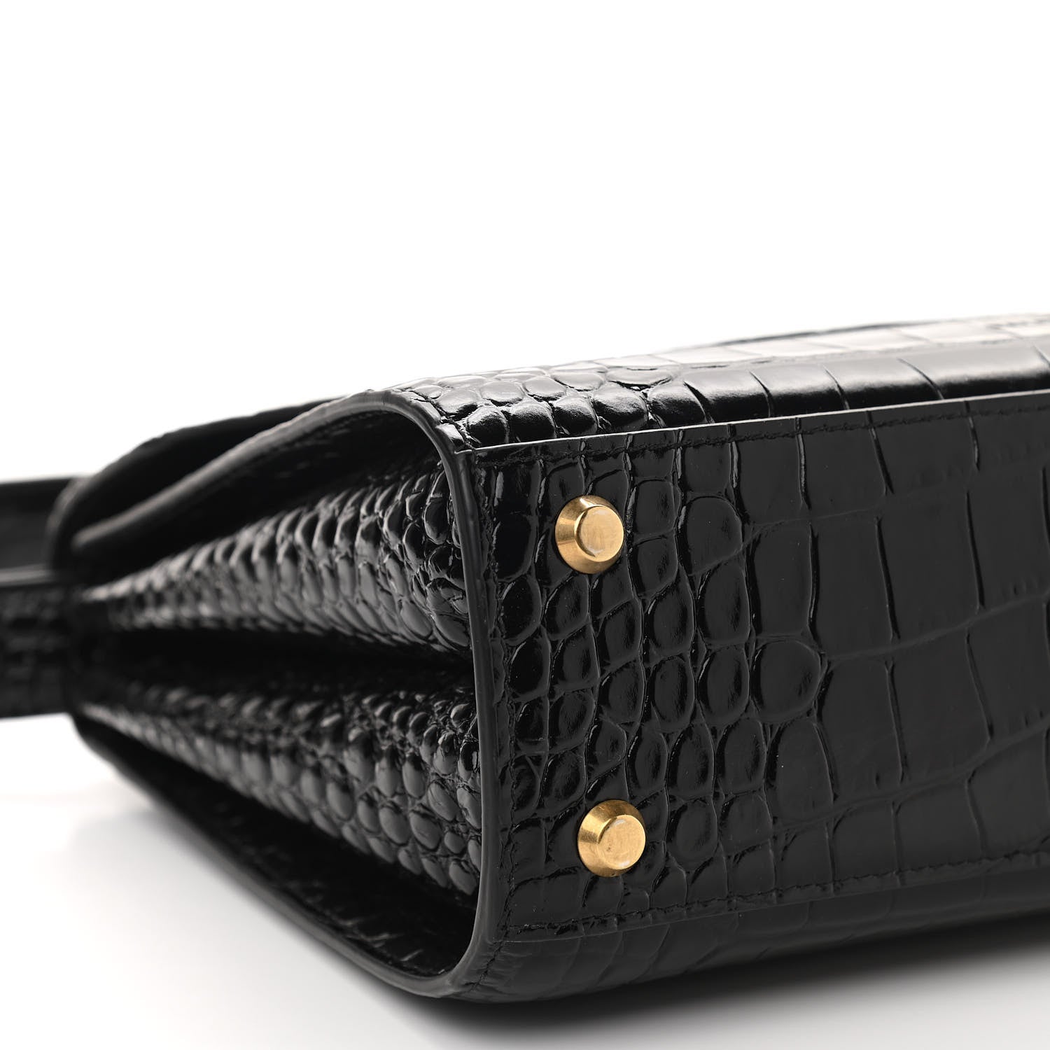 Balenciaga Shiny Calfskin Graffiti Logo Crocodile Embossed Medium Ghost Shoulder Bag Black White 5 of 11
