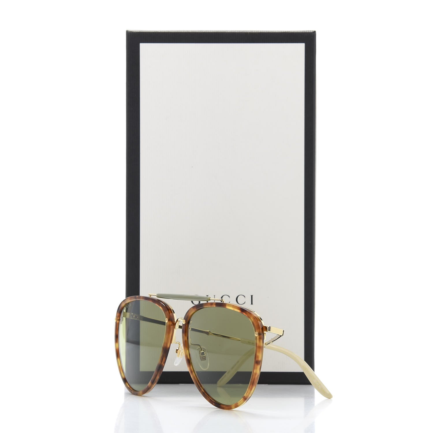 Gucci Aviator Sunglasses GG0672S Havana Gold Green 8 of 8