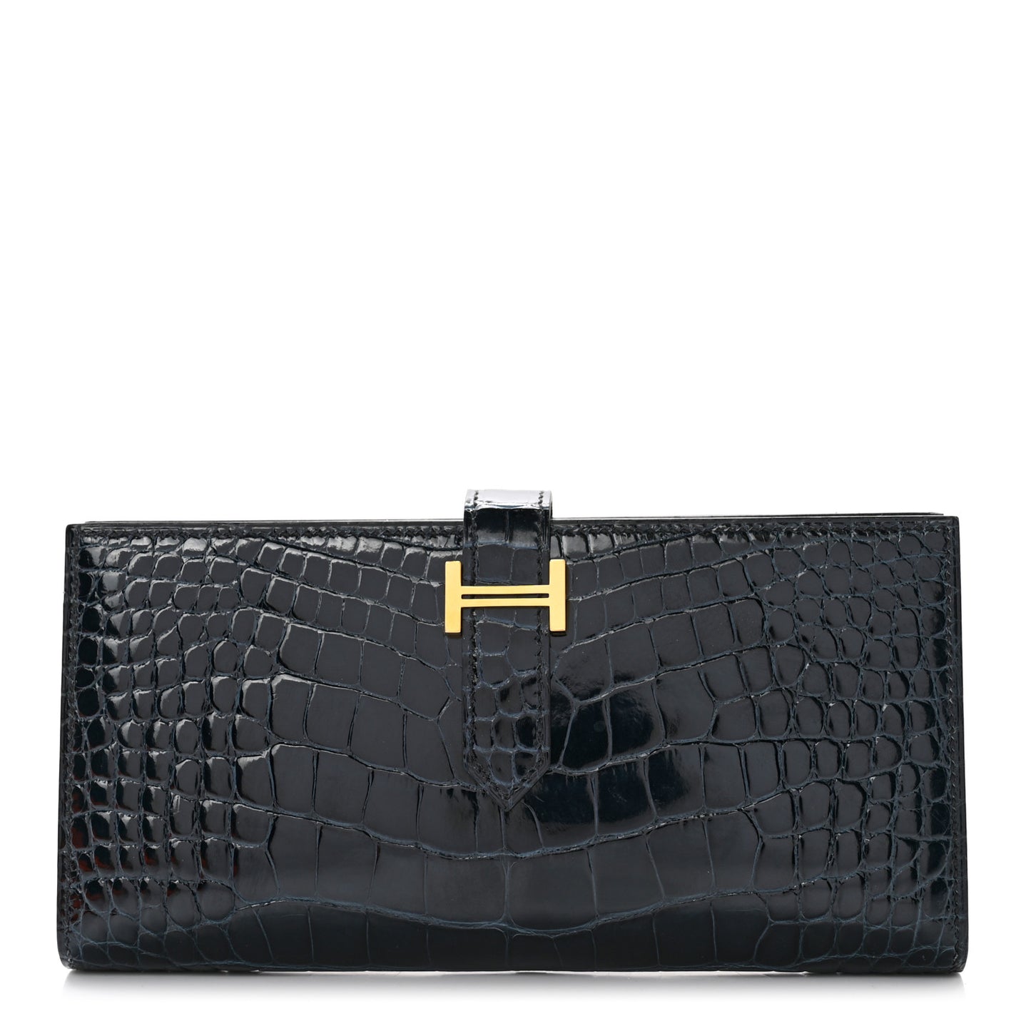 Shiny Alligator Bearn Wallet Vert Rousseau