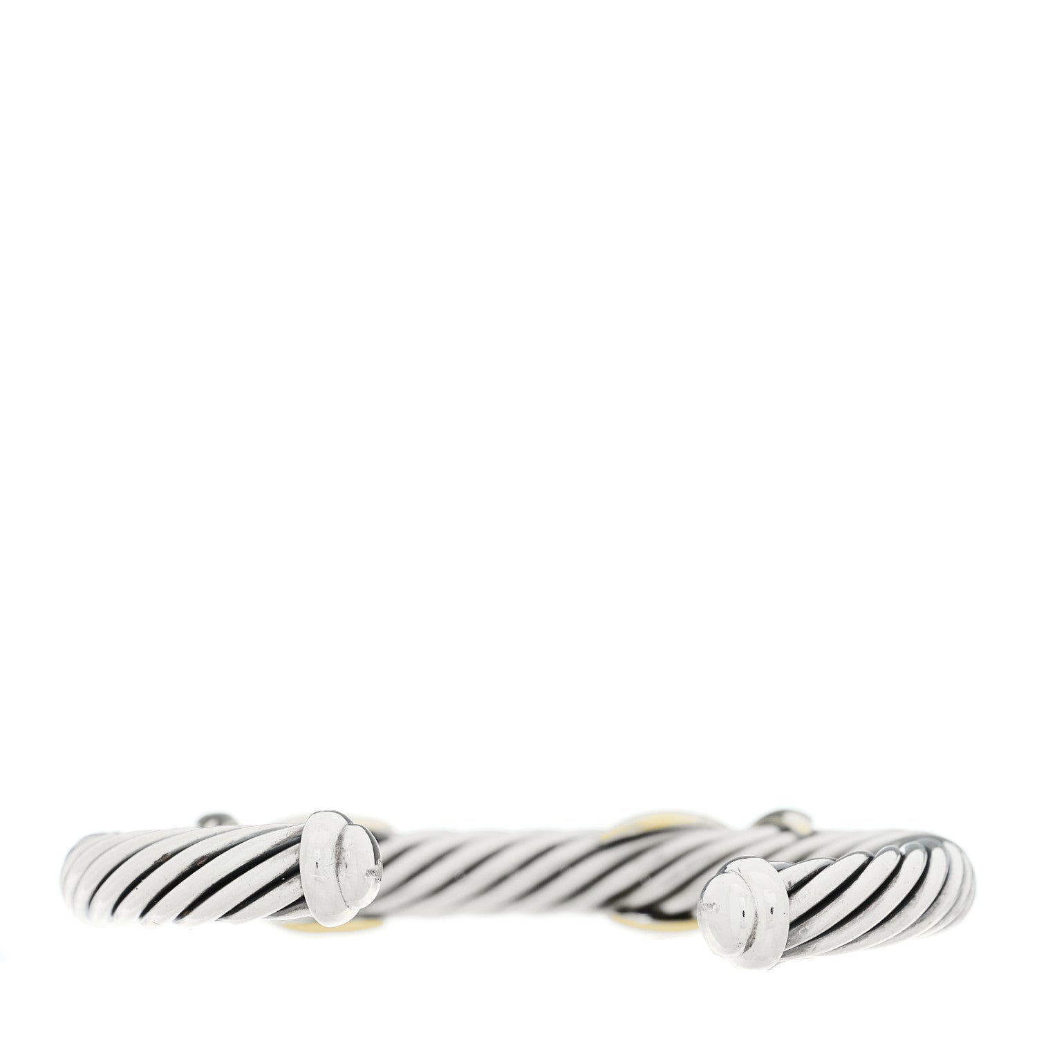 David Yurman Sterling Silver 14K Yellow Gold 7mm Double X Cable Bracelet 2 of 3