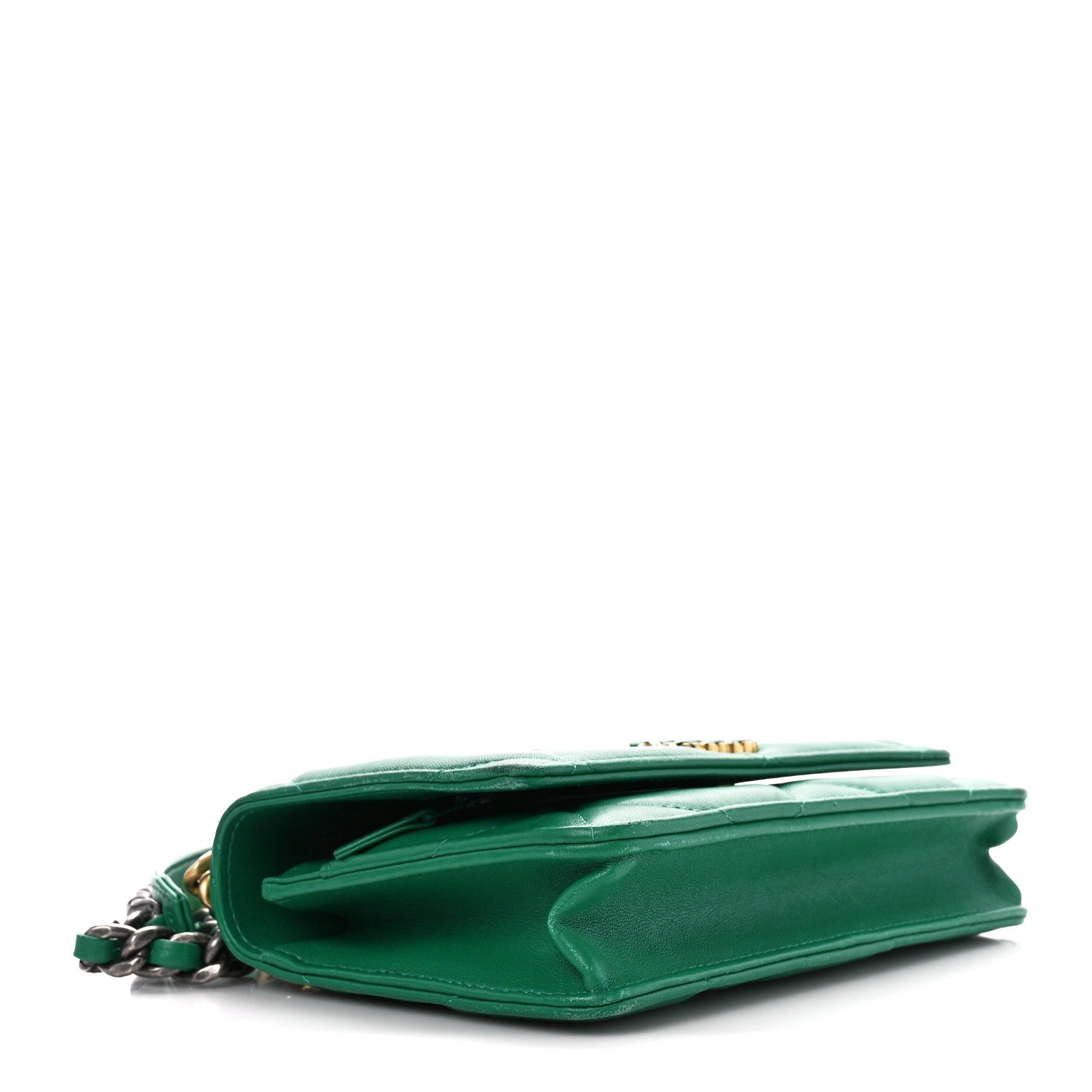 Chanel Lambskin Quilted Chanel 19 Wallet On Chain WOC Green 4 of 12