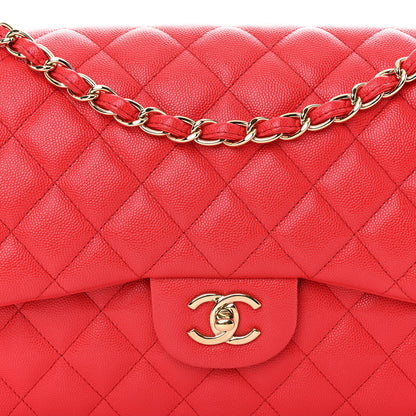 Chanel Caviar Quilted Jumbo Double Flap Red 8 of 10