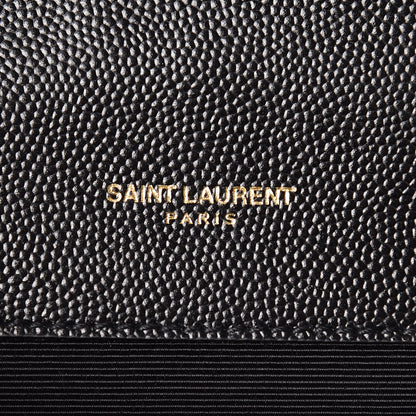 Saint Laurent Grain De Poudre Matelasse Chevron Medium Monogram Satchel Black 9 of 11