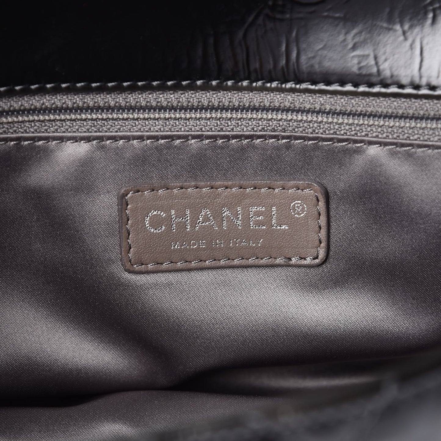 Glazed Calfskin Quilted CC Single Flap Black