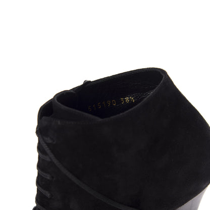 Saint Laurent Suede Kiki Lace-Up Ankle Boot 38.5 Black 9 of 10