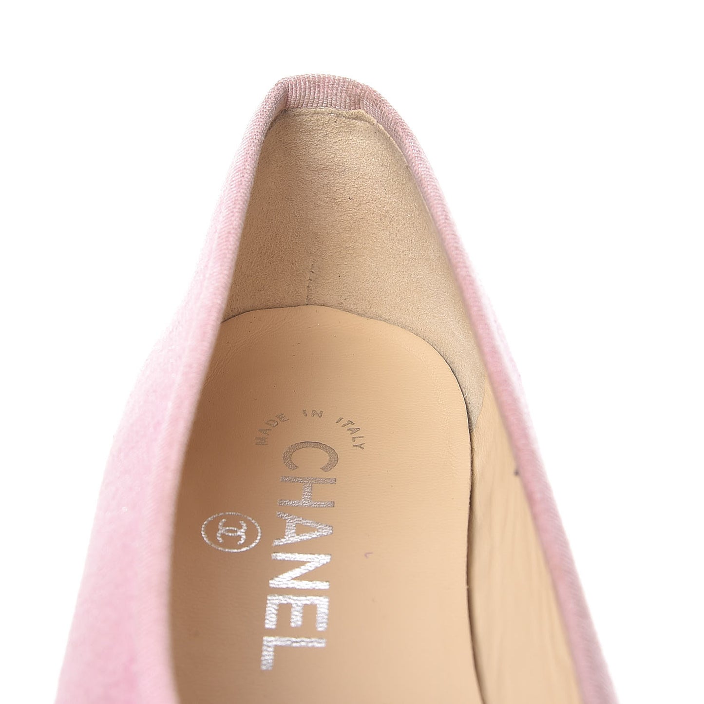 Iridescent Fabric Lambskin Cap Toe Ballerina Flats 36 Pink Light Grey