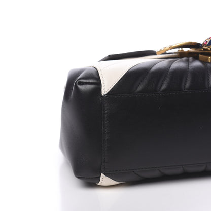 Gucci Calfskin Bamboo Trapuntata Queen Margaret Top Handle Bag Mystic White Black 8 of 10