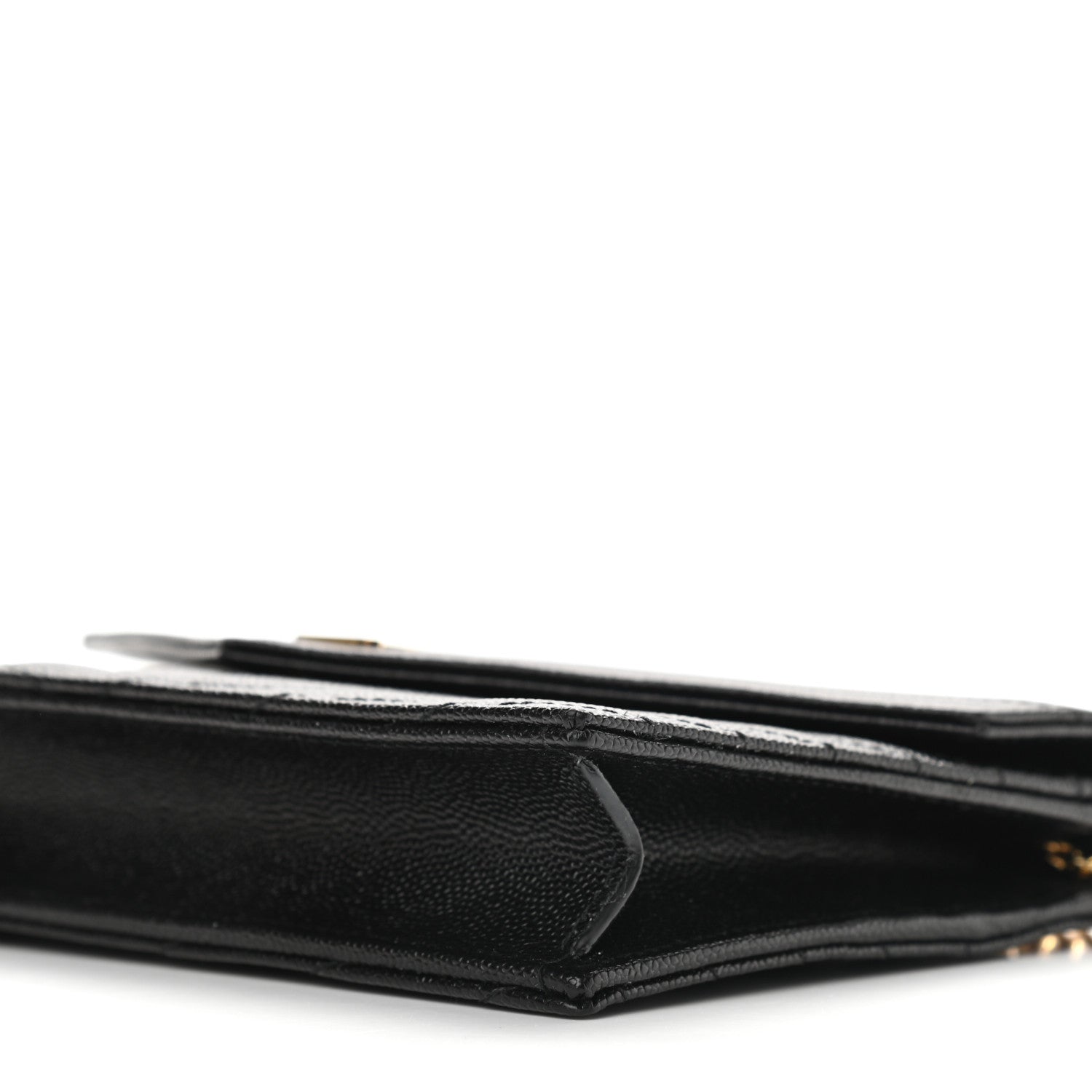 Saint Laurent Grain De Poudre Matelasse Chevron Monogram Envelope Chain Wallet Black 9 of 9