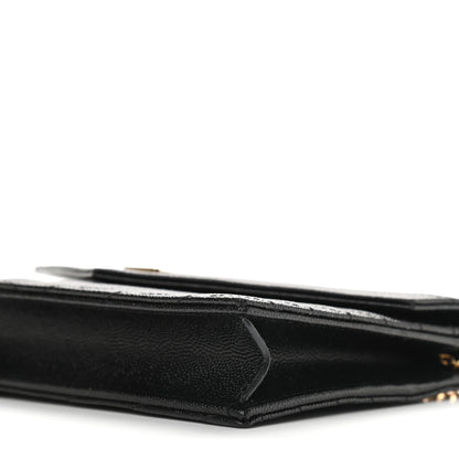 Saint Laurent Grain De Poudre Matelasse Chevron Monogram Envelope Chain Wallet Black 9 of 9