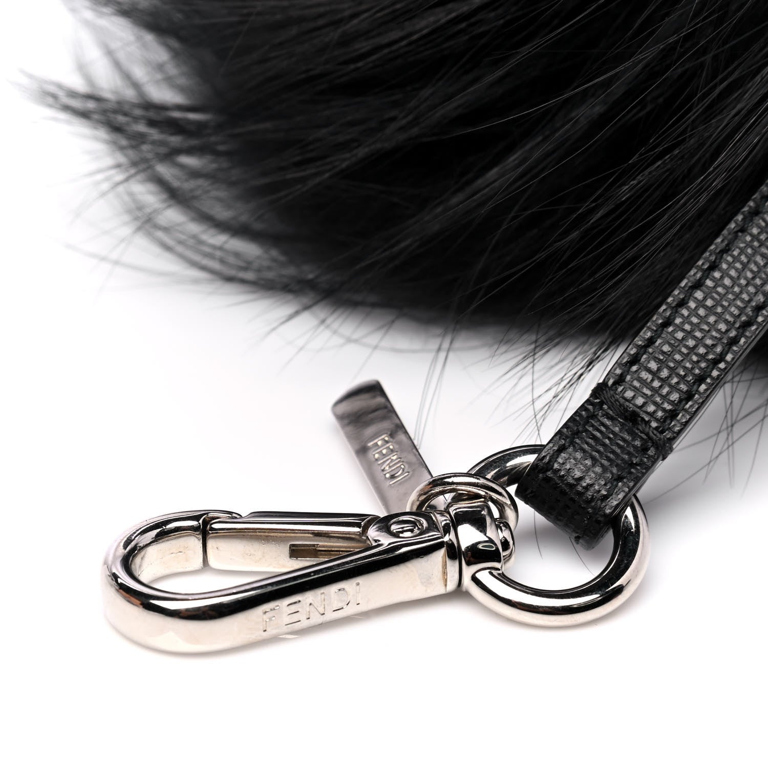 Fendi Vitello Elite Fox Fur Fusto Monster Bag Bug Charm Black Yellow 4 of 4