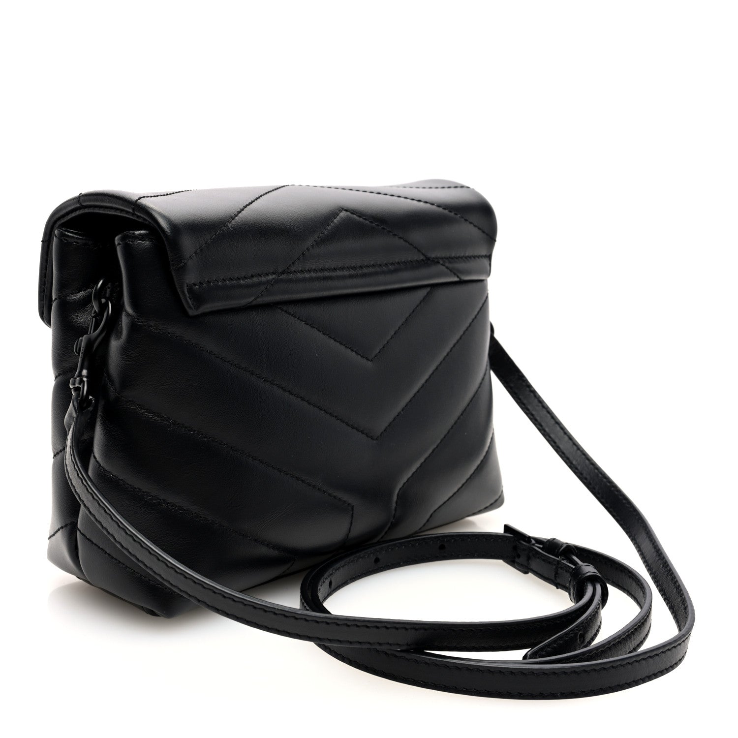 Saint Laurent Calfskin Y Quilted Monogram Monochrome Toy Loulou Crossbody Bag Black 3 of 9