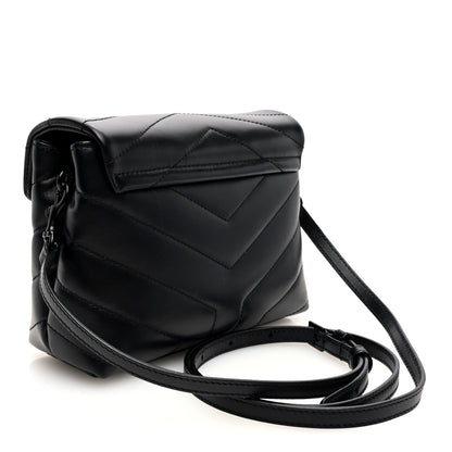 Saint Laurent Calfskin Y Quilted Monogram Monochrome Toy Loulou Crossbody Bag Black 3 of 9