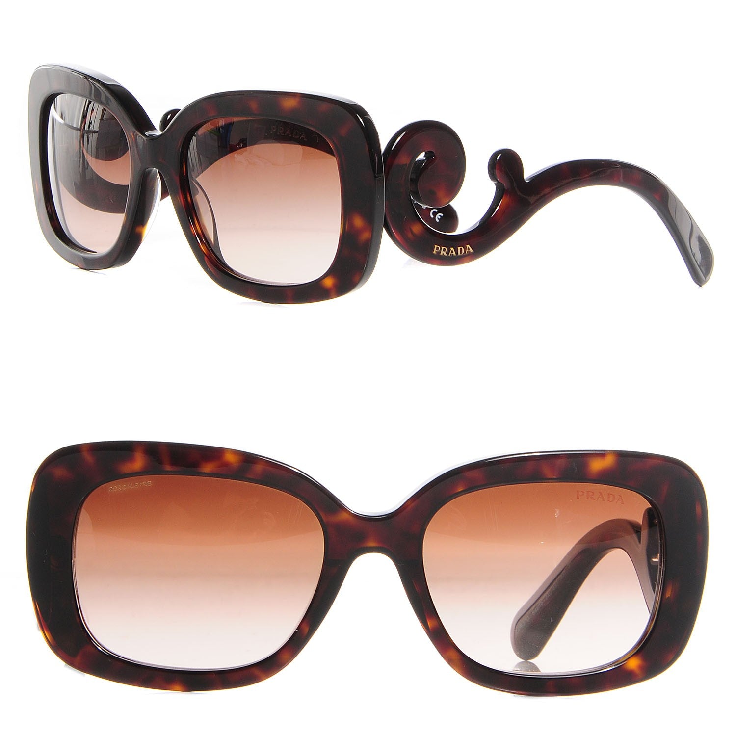 Prada Acetate Baroque Sunglasses SPR 27O Tortoise 1 of 9