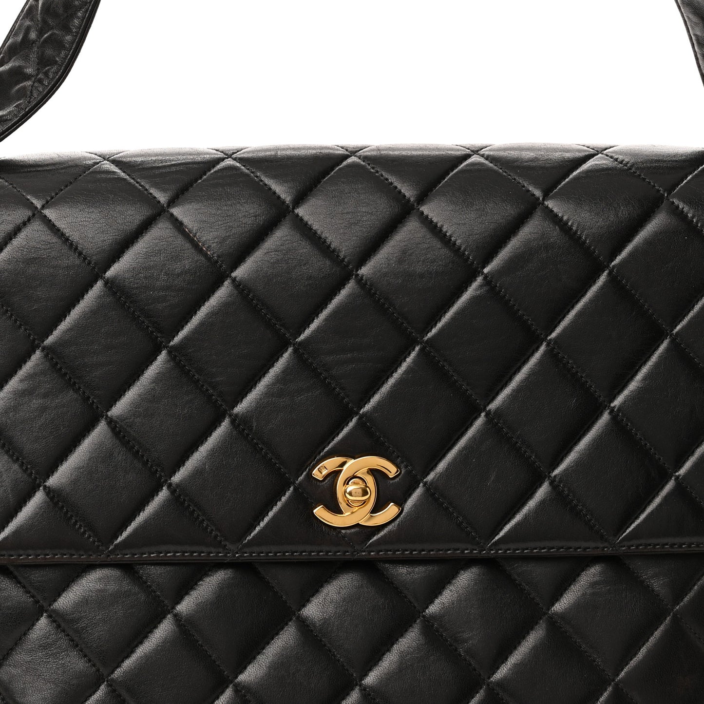 Lambskin Quilted CC Flap Shoulder Bag Black