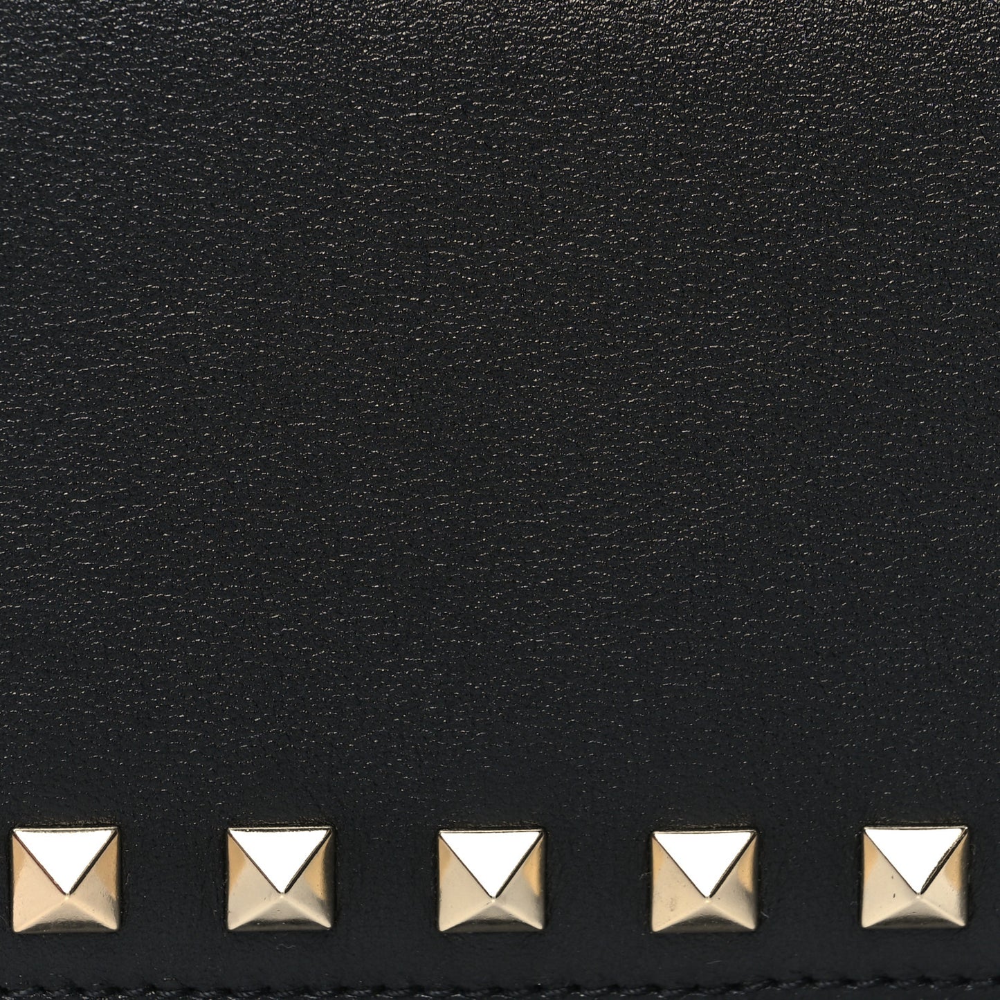 Calfskin Rockstud Bi-Fold Card Holder Black