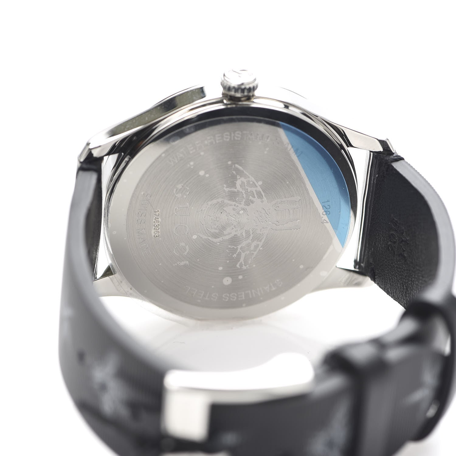 Gucci Stainless Steel Calfskin 38mm G-Timeless Bee Star Hologram Quartz Watch Black 5 of 6