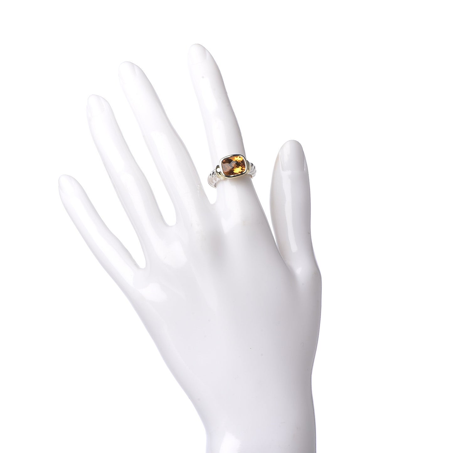 Sterling Silver 14K Yellow Gold Citrine 10mm Noblesse Ring 49 4.25