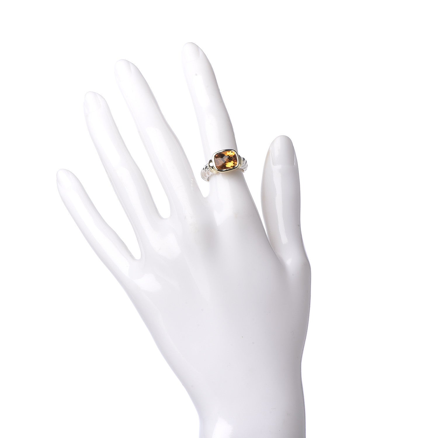 David Yurman Sterling Silver 14K Yellow Gold Citrine 10mm Noblesse Ring 49 4.25 2 of 6