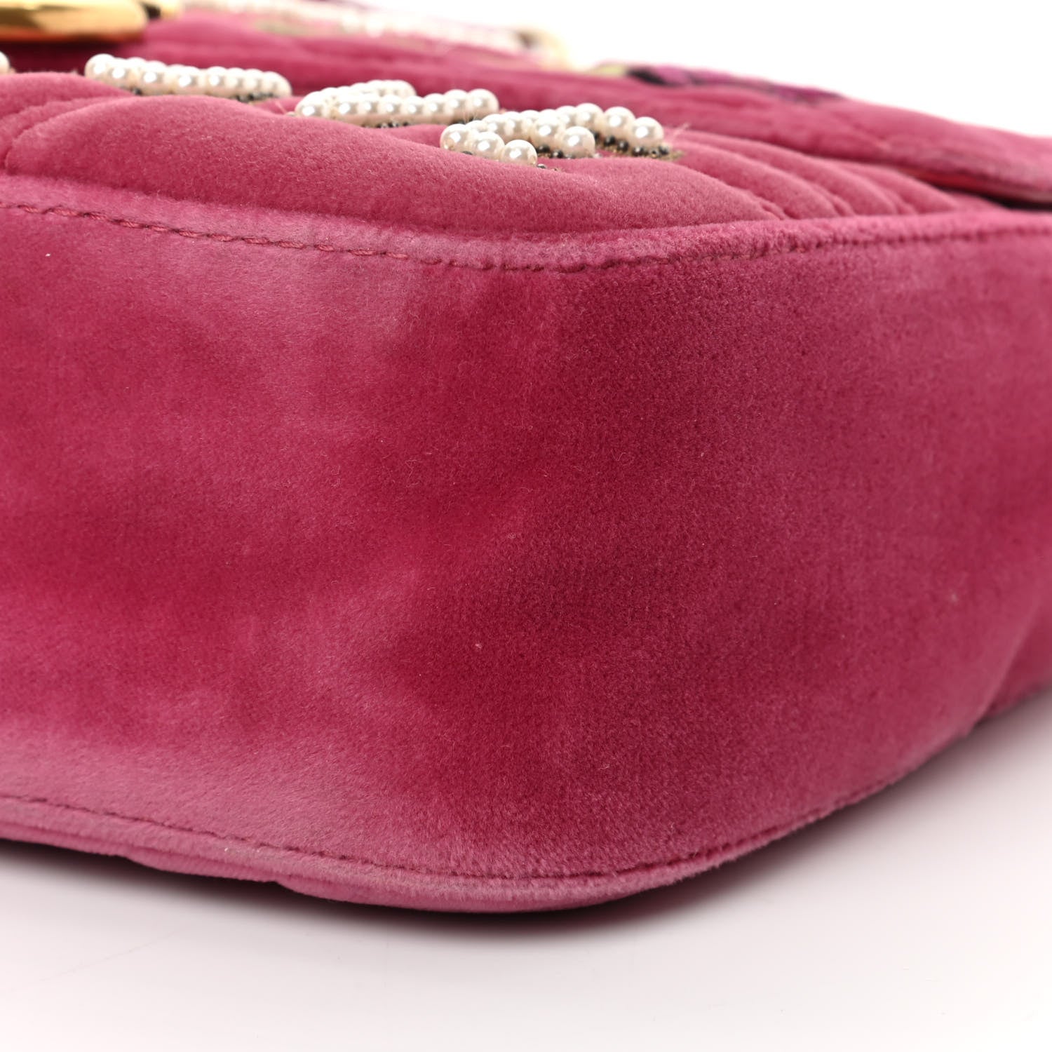 Gucci Velvet Matelasse Blind for Love Embroidered Medium GG Marmont Shoulder Bag Light Raspberry Rose Multicolor 10 of 13