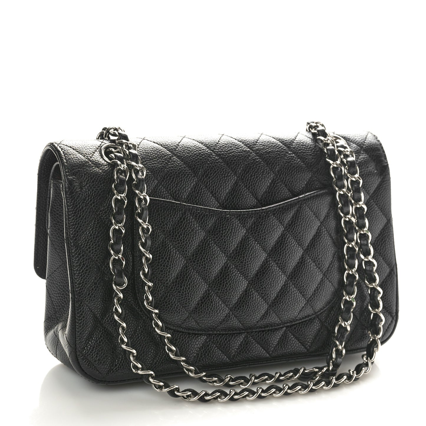 Caviar Quilted Medium Double Flap Black