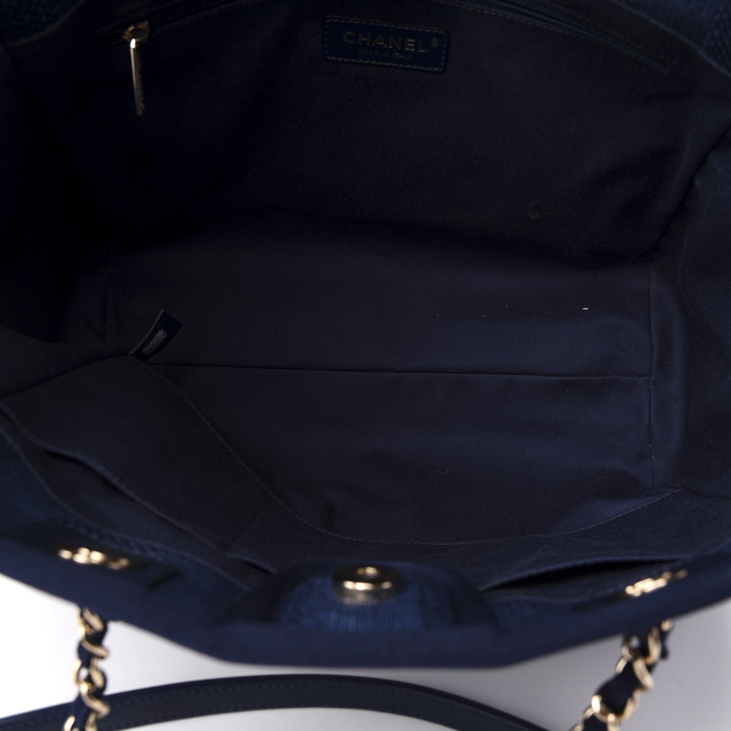 Mixed Fibers Striped Small Deauville Tote Navy Blue